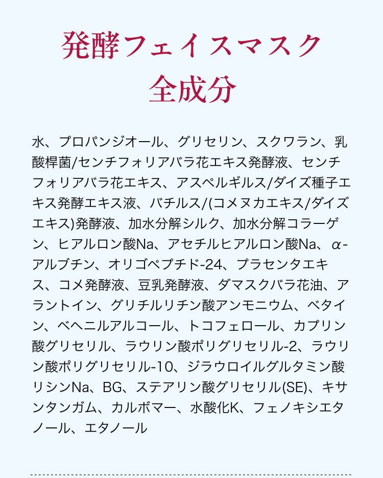 発酵フェイスマスク　全成分