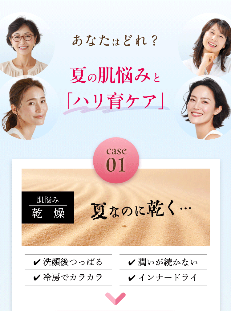 あなたはどれ？ 夏の肌悩みと「ハリ育ケア」